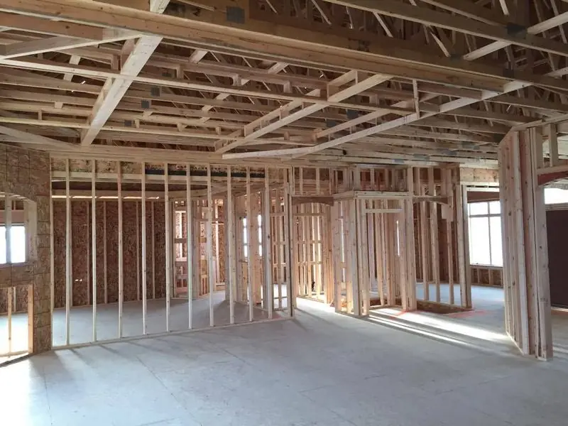 Interior partition walls framed on a concrete slab