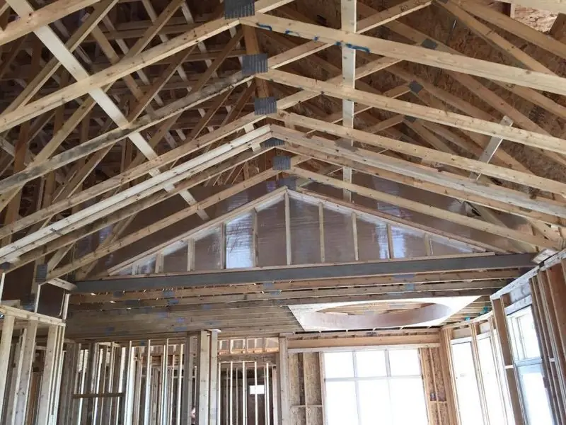 Roof trusses and vaulted interior framing