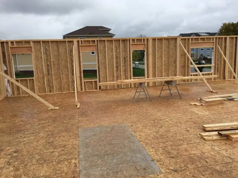 Walls framed on a slab with window openings